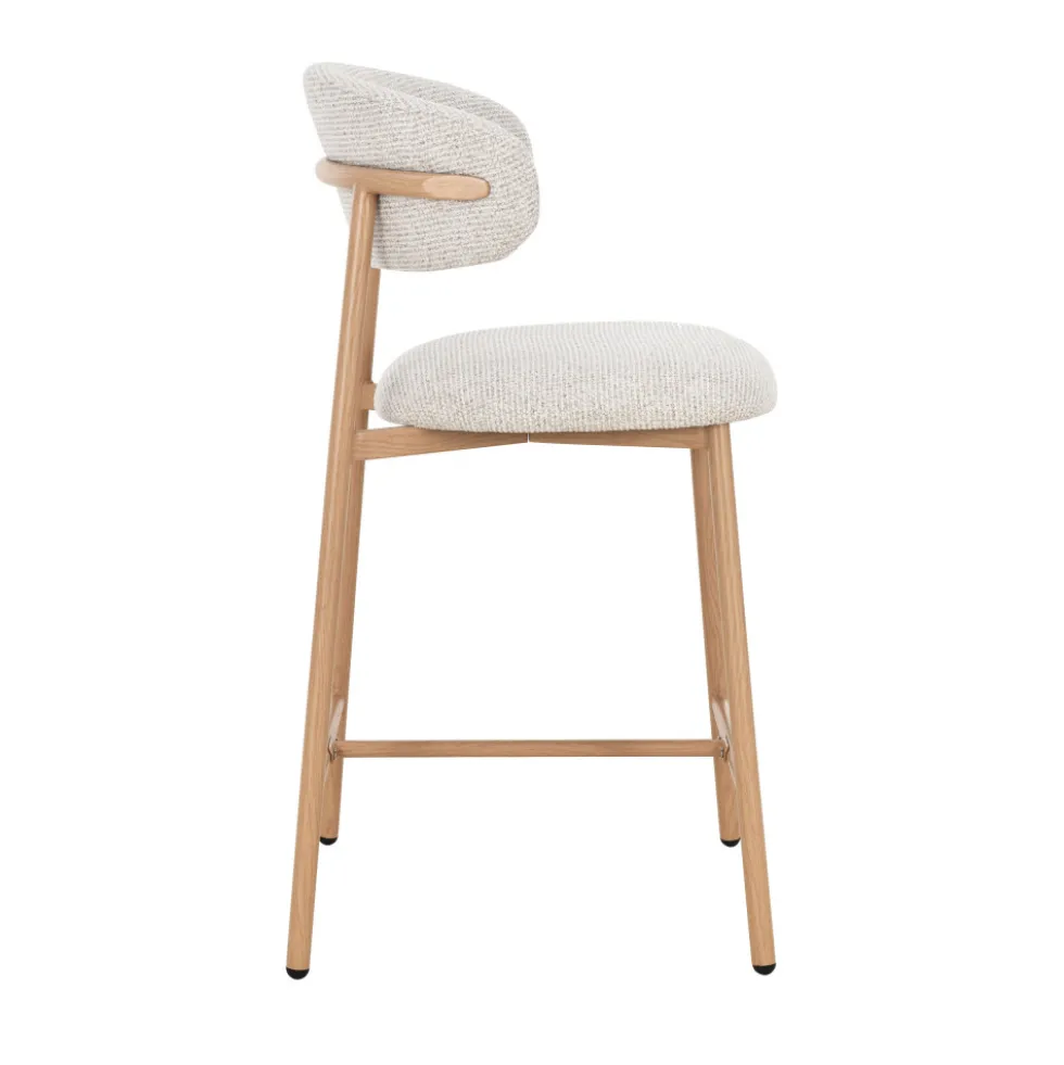 DRACO Lot de 2 chaises de bar en tissu pieds effet bois clair H65cm