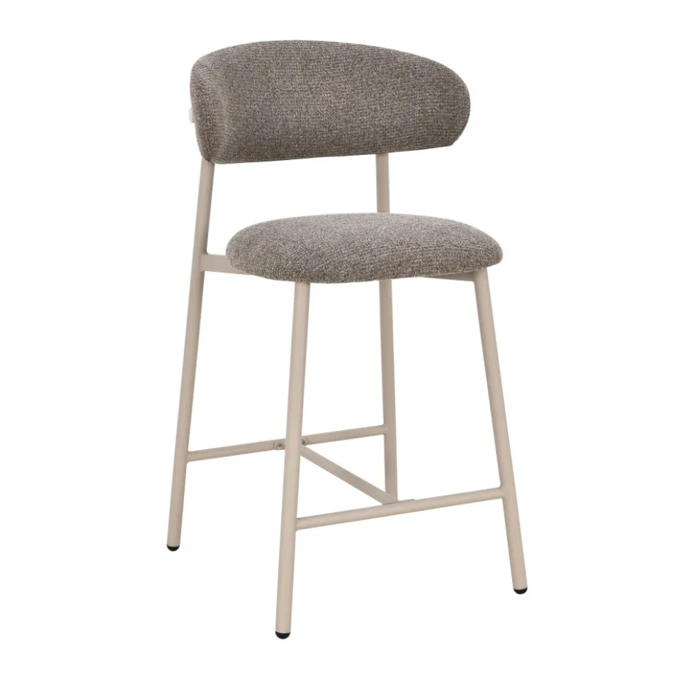 DRACO Lot de 2 chaises de bar en tissu pieds beiges H65cm
