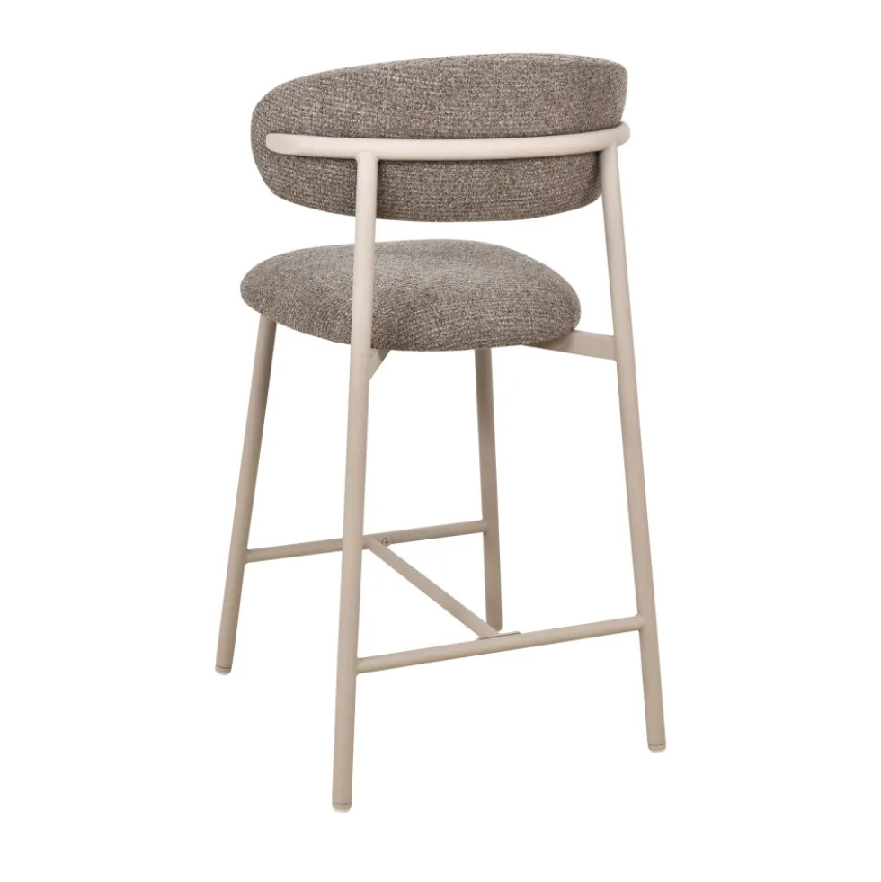 DRACO Lot de 2 chaises de bar en tissu pieds beiges H65cm