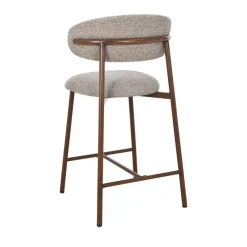 DRACO Lot de 2 chaises de bar en tissu pieds effet bois foncé H65cm
