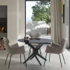 DRAVON Table à manger 4 personnes en verre trempé et métal