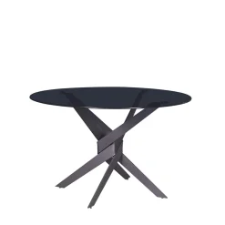 DRAVON Table à manger 4 personnes en verre trempé et métal