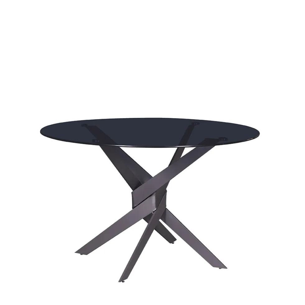 DRAVON Table à manger 4 personnes en verre trempé et métal