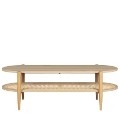 ELLOS Table basse ovale en bois et cannage