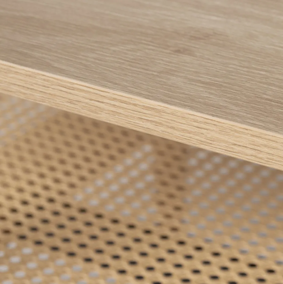 ELLOS Table basse ovale en bois et cannage