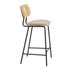 EMA Lot de 2 tabourets de bar en tissu bouclette et métal H66,5cm
