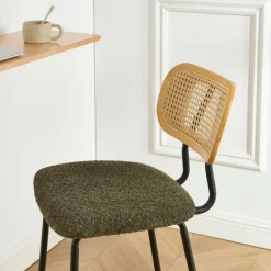 EMA Lot de 2 tabourets de bar en tissu bouclette et métal H66,5cm