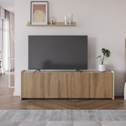 ENARA Meuble TV 4 portes en bois L180cm