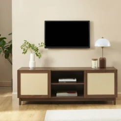 ESTELA Meuble TV 2 portes en bois L150cm