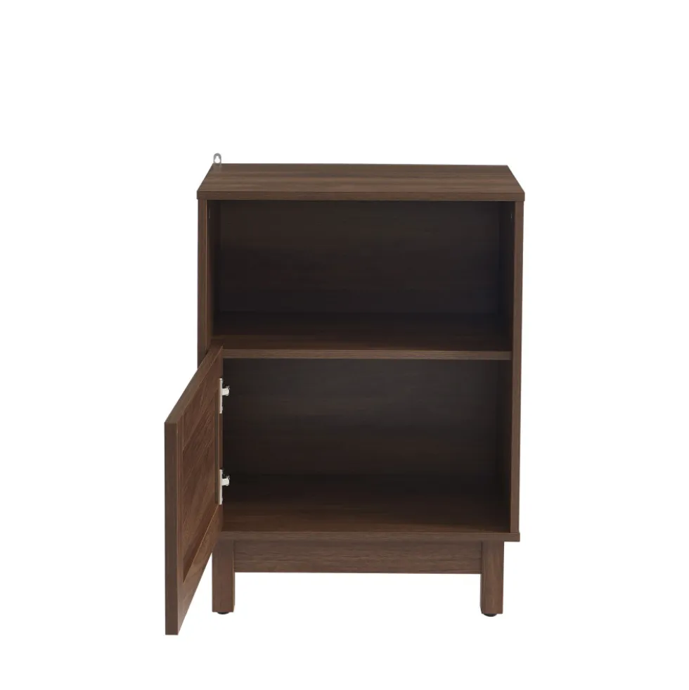 ESTELA Table de chevet 1 porte en bois et cannage