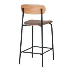 ESTEPONA Lot de 2 tabourets de bar en bois, tissu et métal H66cm