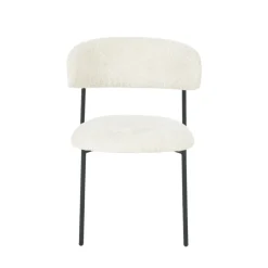ESTER Lot de 2 chaises en tissu bouclette et métal