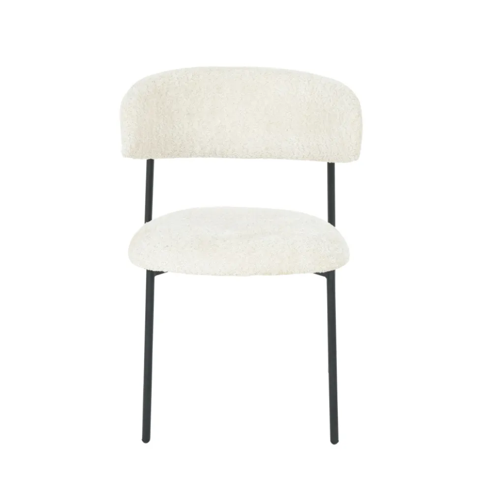 ESTER Lot de 2 chaises en tissu bouclette et métal