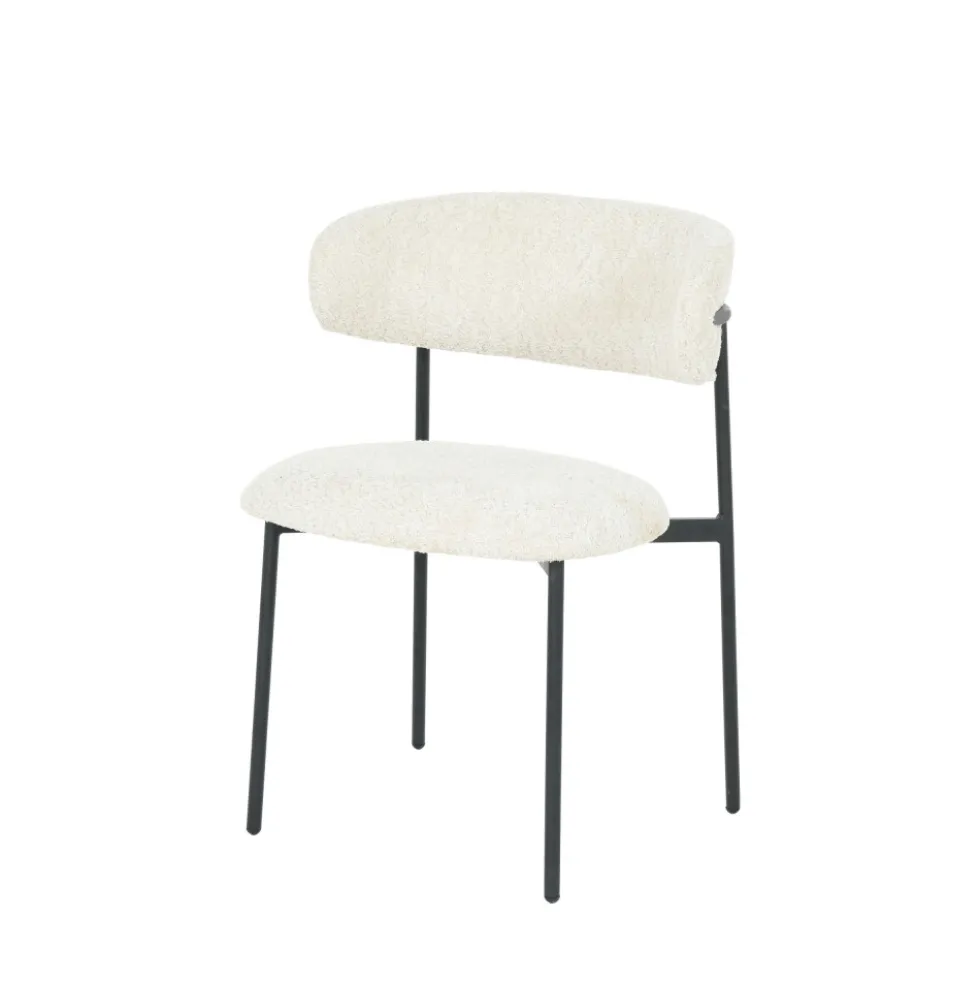 ESTER Lot de 2 chaises en tissu bouclette et métal