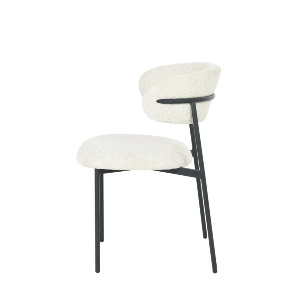 ESTER Lot de 2 chaises en tissu bouclette et métal