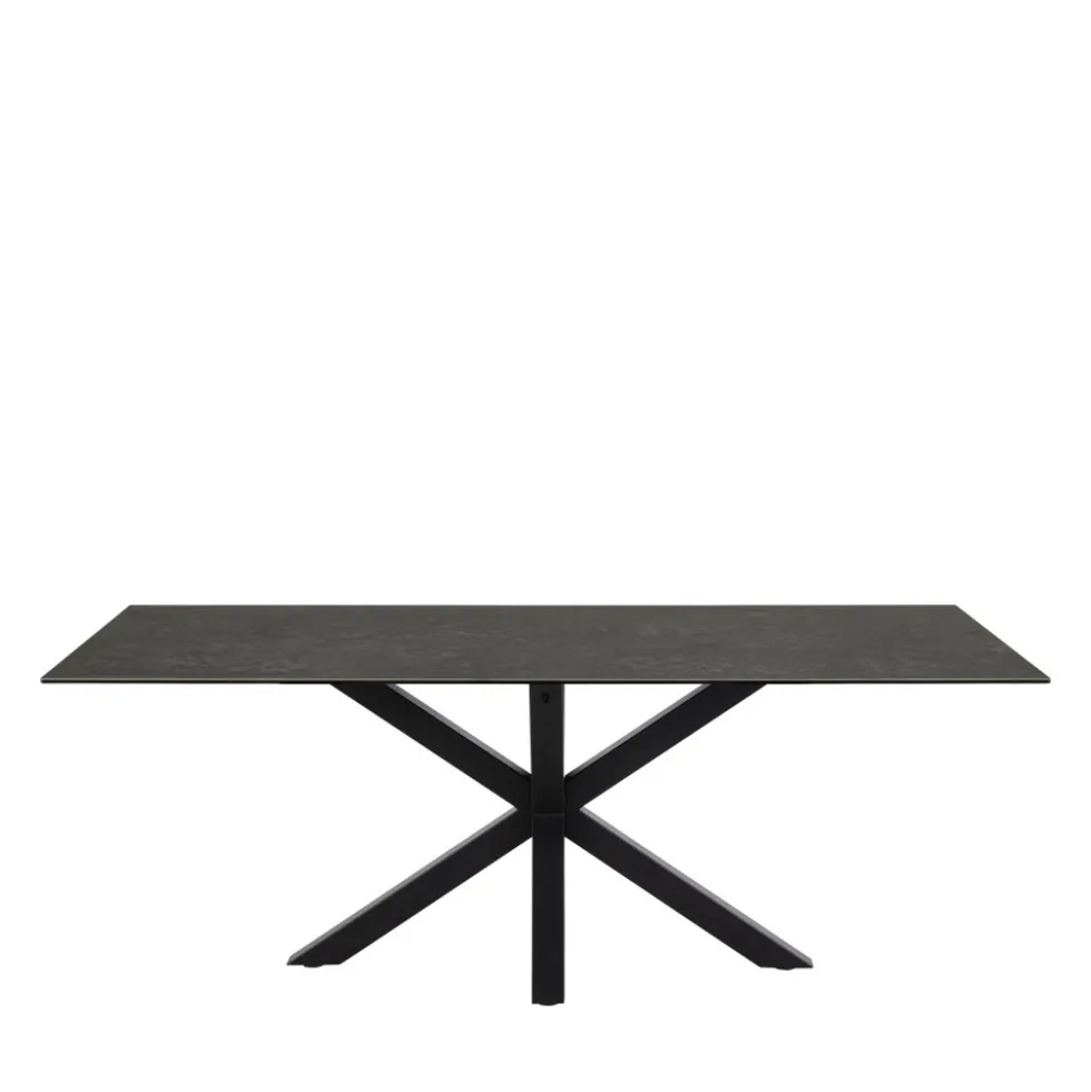 EURAME Table à manger 8 personnes en céramique et métal