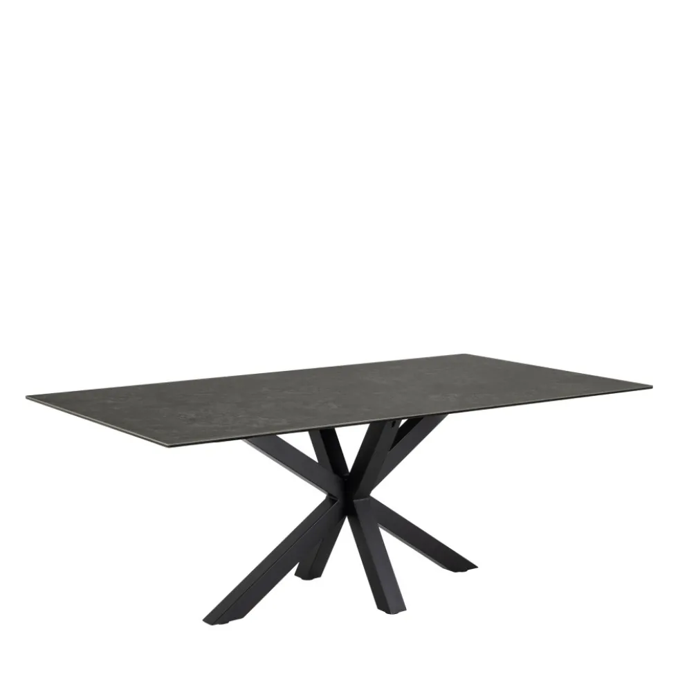 EURAME Table à manger 8 personnes en céramique et métal