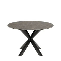 EURAME Table à manger 4 places ronde en céramique et métal