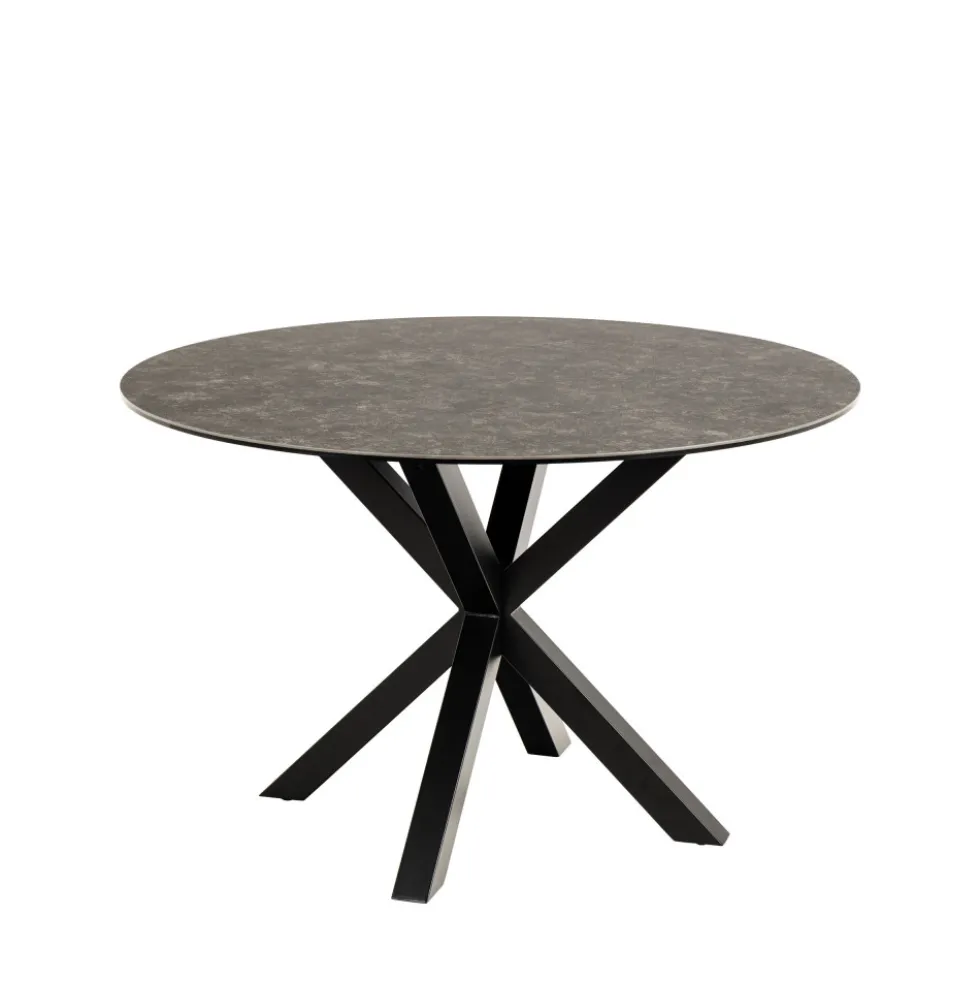 EURAME Table à manger 4 places ronde en céramique et métal