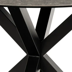EURAME Table à manger 4 places ronde en céramique et métal