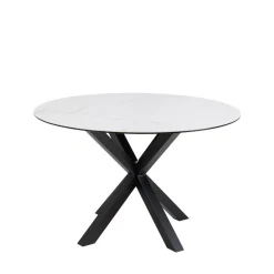 EURAME Table à manger 4 places ronde en céramique et métal
