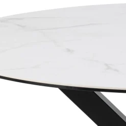 EURAME Table à manger 4 places ronde en céramique et métal