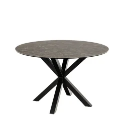 EURAME Table à manger 4 places ronde en céramique et métal