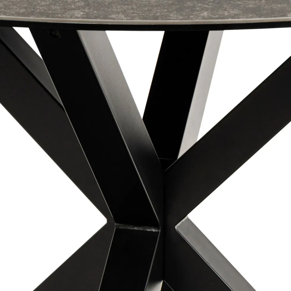 EURAME Table à manger 4 places ronde en céramique et métal