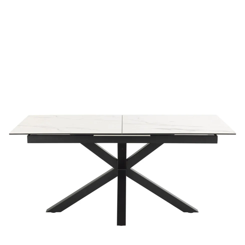 EURAME Table à manger extensible 6 à 8 places en céramique et métal 168-210x90cm