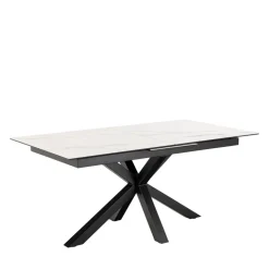 EURAME Table à manger extensible 6 à 8 places en céramique et métal 168-210x90cm