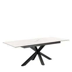 EURAME Table à manger extensible 6 à 8 places en céramique et métal 168-210x90cm