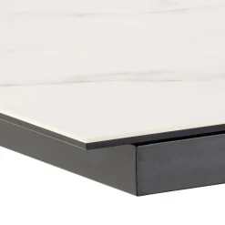 EURAME Table à manger extensible 6 à 8 places en céramique et métal 168-210x90cm