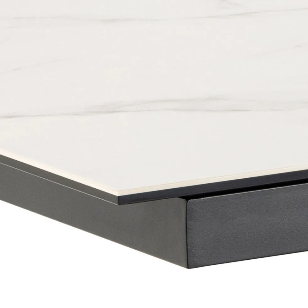 EURAME Table à manger extensible 6 à 8 places en céramique et métal 168-210x90cm