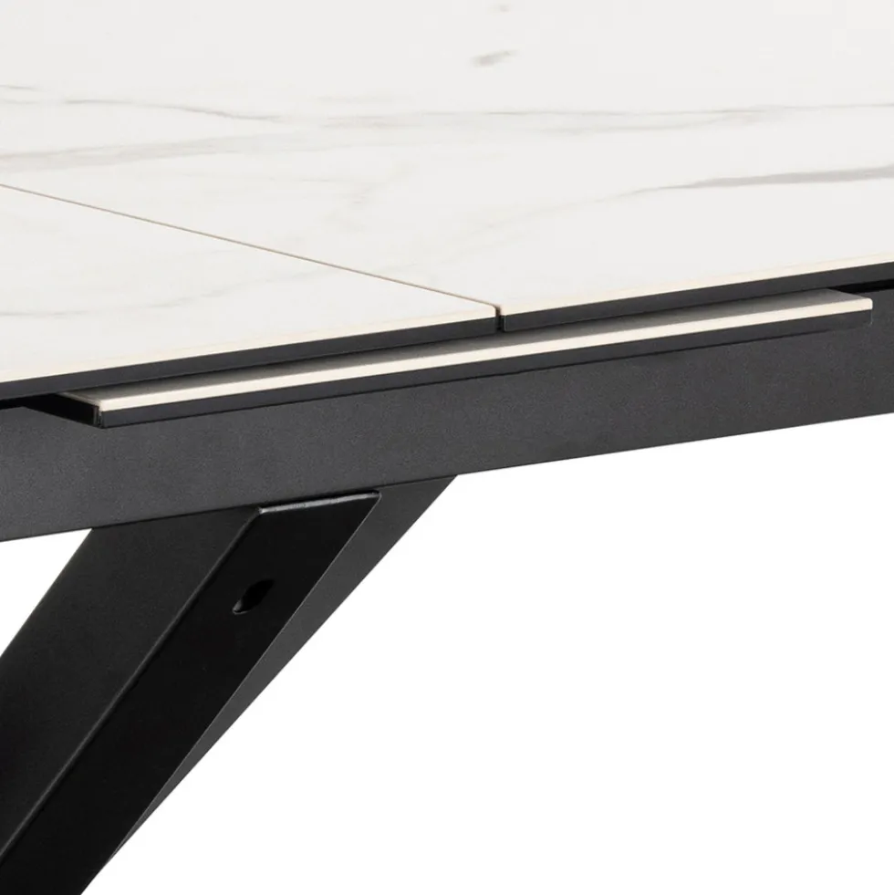 EURAME Table à manger extensible 6 à 8 places en céramique et métal 168-210x90cm