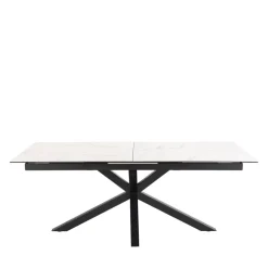 EURAME Table à manger extensible 6 à 12 personnes en céramique et métal 200-240x100cm