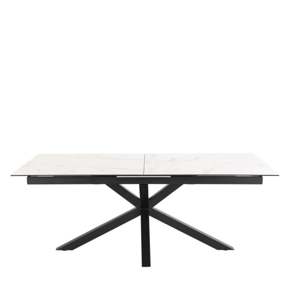 EURAME Table à manger extensible 6 à 12 personnes en céramique et métal 200-240x100cm