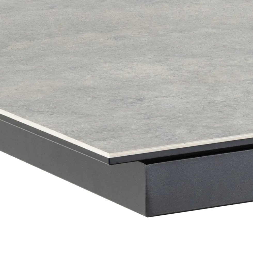 EURAME Table à manger extensible 6 à 12 personnes en céramique et métal 200-240x100cm