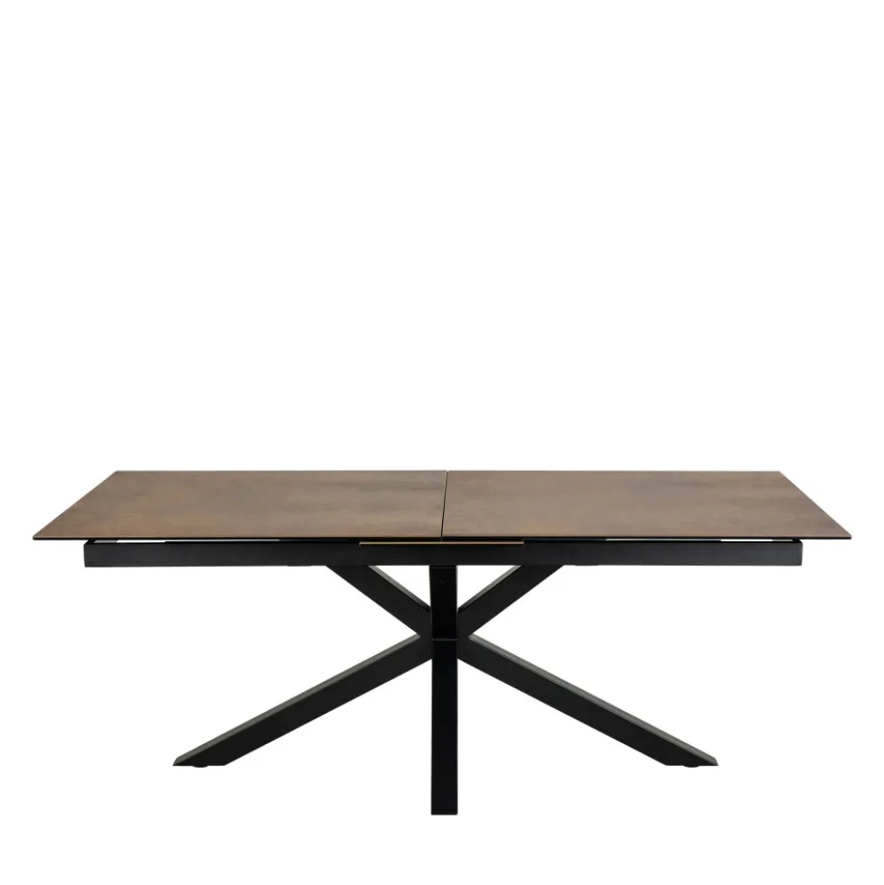 EURAME Table à manger extensible 6 à 12 personnes en céramique et métal 200-240x100cm