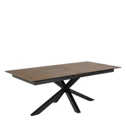 EURAME Table à manger extensible 6 à 12 personnes en céramique et métal 200-240x100cm