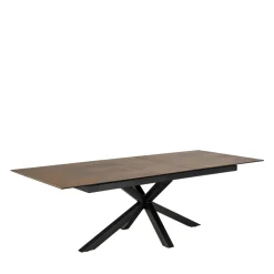 EURAME Table à manger extensible 6 à 12 personnes en céramique et métal 200-240x100cm