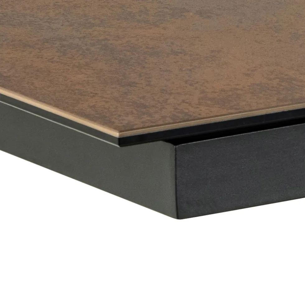 EURAME Table à manger extensible 6 à 12 personnes en céramique et métal 200-240x100cm