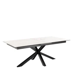 EURAME Table à manger extensible 6 à 12 personnes en céramique et métal 200-240x100cm