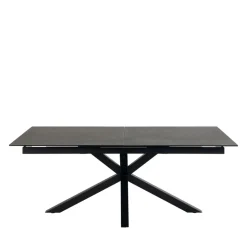 EURAME Table à manger extensible 6 à 12 personnes en céramique et métal 200-240x100cm