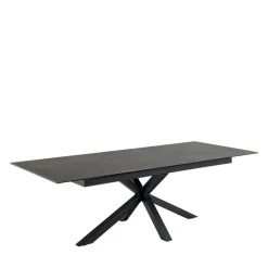 EURAME Table à manger extensible 6 à 12 personnes en céramique et métal 200-240x100cm