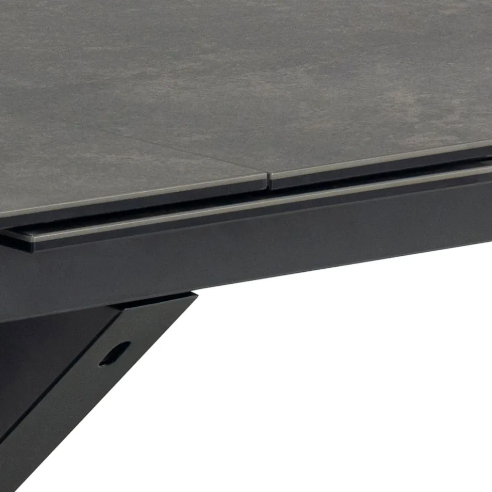 EURAME Table à manger extensible 6 à 12 personnes en céramique et métal 200-240x100cm