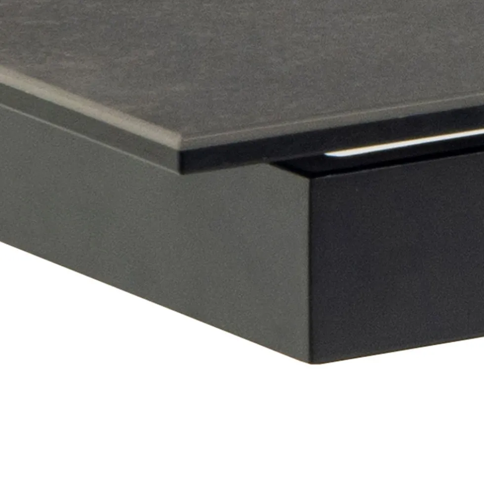 EURAME Table à manger extensible 6 à 12 personnes en céramique et métal 200-240x100cm