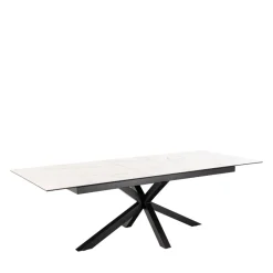 EURAME Table à manger extensible 6 à 12 personnes en céramique et métal 200-240x100cm
