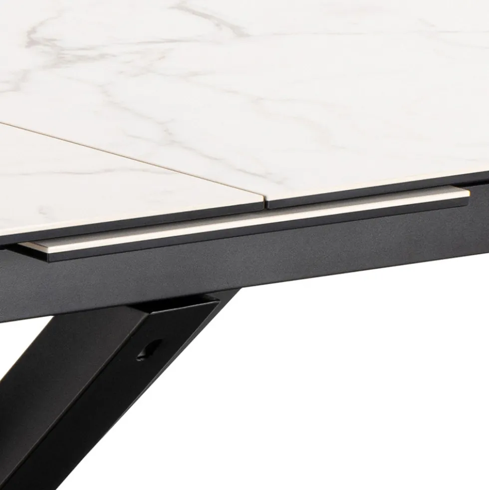 EURAME Table à manger extensible 6 à 12 personnes en céramique et métal 200-240x100cm