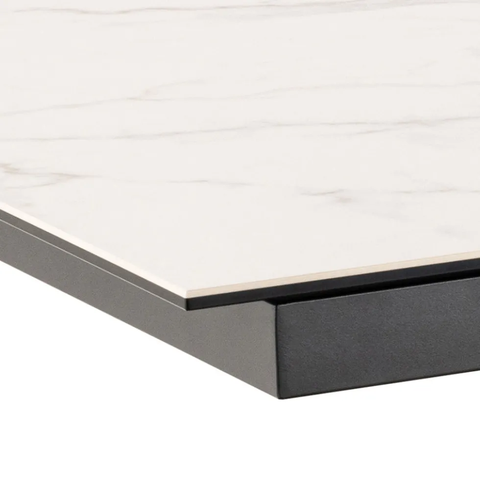 EURAME Table à manger extensible 6 à 12 personnes en céramique et métal 200-240x100cm