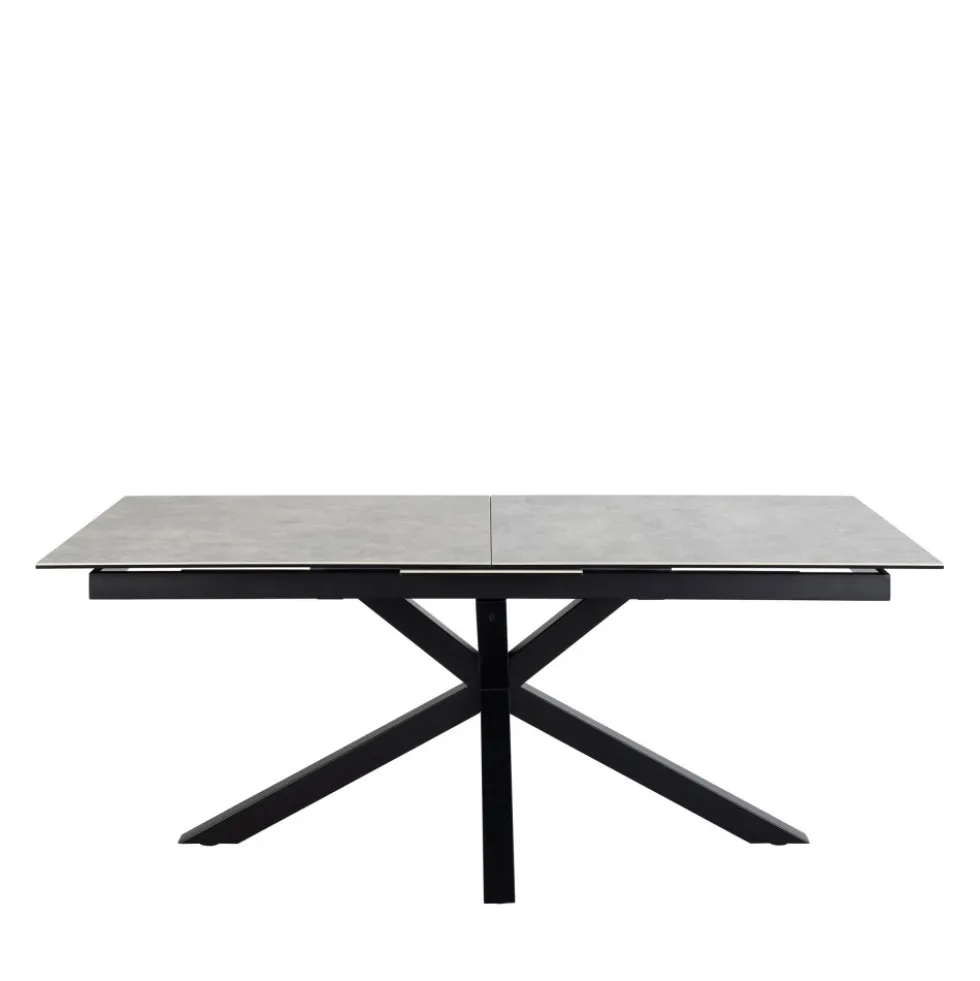 EURAME Table à manger extensible 6 à 12 personnes en céramique et métal 200-240x100cm